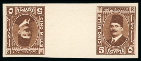 210m. booklet: 5m red-brown, horizontal tête-bêche gutter pair, imperforate showing Royal "cancelled" on reverse