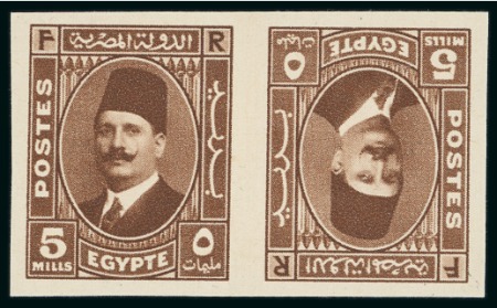 Stamp of Egypt » Booklets » King Fouad - The "Postes" Portrait Issue (Nile Post SB12) 120m. booklet: 5m red-brown, horizontal tete-beche