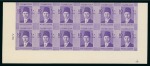 210m, booklet: 10m deep-violet, horizontal bottom sheet marginal control strip of twelve (A/38), Royal "cancelled" on reverse