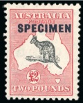 Stamp of Australia » Commonwealth of Australia AUSTRALIA 1932-35 10sh to £2 with SPECIMEN overprint, mint hinge remainder, SG 136-38