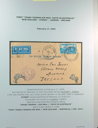 Stamp of Ireland » Airmails 1934-1962 NEW ZEALAND: Airmail Services from Ireland