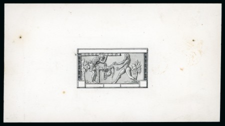 Stamp of Olympics » 1906 Athens 1906 Original handpainted essay in the design of the 20l & 50l values, stamp-size in black and grey in ink and watercolour on thick card