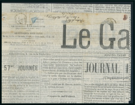 Stamp of France » Guerre de 1870-1871 1870, 14 novembre, Journal grand format "Le Gaulois"