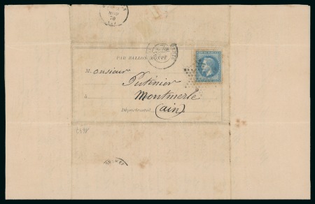Stamp of France » Guerre de 1870-1871 Lundi 31 octobre 1870, 44ème jour du Siège, Le Ballon-Poste