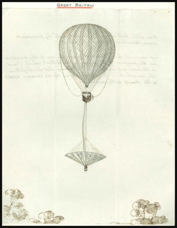 Stamp of Great Britain » Postal History » Pre-Adhesive & Stampless 1837 Fatal Parachute Attempt by Cocking: Group of three eye-witness accounts and ink sketches