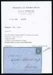 1861, Cérès 25 bleu cachet d'ambulant BP1° sur lettre