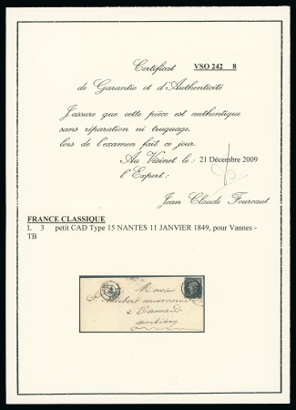 Stamp of France » Type Cérès de 1849-1850 1849, Lettre pour Vannes (Morbihan) affranchissement