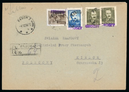 Stamp of Large Lots and Collections Poland: 1945-53 Assembly mainly comprising covers (64), mostly with Groszi provisional overprints