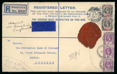1933 Airmail Service from India & Ceylon to Ireland: