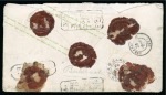 1867 (Jan 26). 9kr brown stationery envelope to France with 1865 6kr dark blue pair