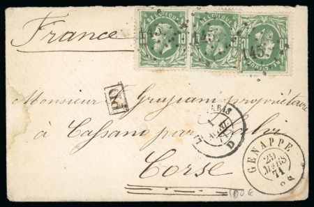 1871 (29 mars), Enveloppe pour la Corse affranchissement