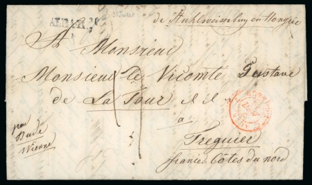 Stamp of Hungary 1844 (July 31). Entire letter from Albar to France