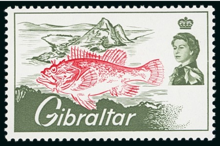Stamp of Gibraltar 1966 Sea Angling Championships 7d mint n.h. with variety black omitted