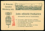 1903 Nuremberg Gymnastics Festival, set of 6 unused illustrated postal stationery cards incl. the original wrapper plus extras