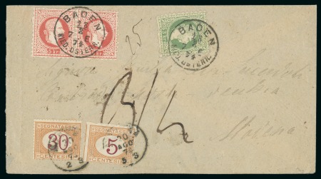 Stamp of Austria 1874 Insufficiently franked mail bearing Austria and Italian postage dues