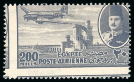 Stamp of Egypt » Airmails 1947 Airmail 2m to 200m mint nh complete of twelve all showing Royal oblique perforations