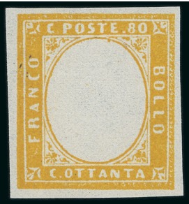 Stamp of Italian States » Sardinia 1855-63 5c to 80c, the five values "senza effigie" n.h.