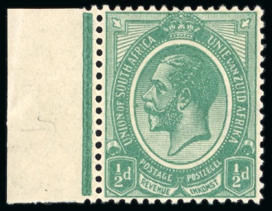 Stamp of South Africa » Union & Republic of South Africa 1913-24 KGV 1/2d dark mossy green mint left marginal