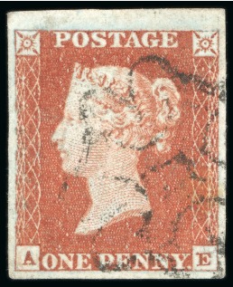 Stamp of Great Britain » 1841 1d Red 1841 1d. red, AE, Pl. 43, good to enormous margins, cancelled by a good strike of the distinctive Channel Islands MC
