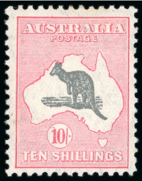 Stamp of Australia » Commonwealth of Australia 1929-30 10/- grey and pink, variety very short spenser