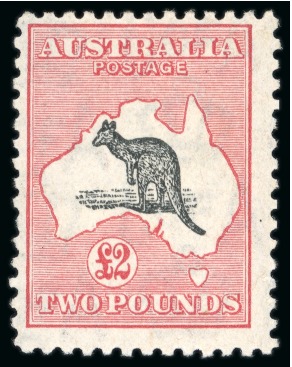 Stamp of Australia » Commonwealth of Australia 1931-36 £2 black and rose, Perf. 12, very fresh lightly