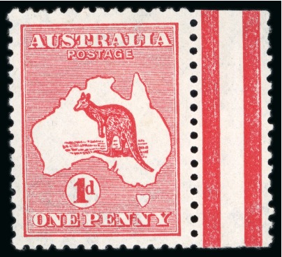 Stamp of Australia » Commonwealth of Australia 1913-14 1d red die II mint l.h. showing variety watermark sideways inverted