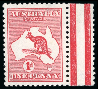 1913-14 1d red die II mint l.h. showing variety watermark sideways inverted