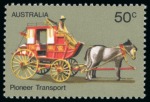 Stamp of Australia » Commonwealth of Australia 1972 Pioneer Transport 50c mint n.h. with variety black omitted