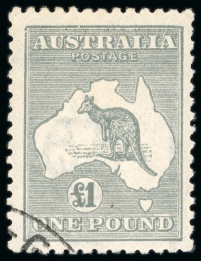 1923-24 £1 Grey, die IIB, large part original gum with partial CTO cancel