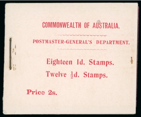 1913 2s red on pink booklet, containing 12 x 1/2d and 18 x 1d in blocks of six