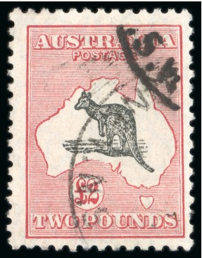 Stamp of Australia » Commonwealth of Australia 1929-30 £2 black and rose fine used, Variety Broken