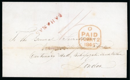 Stamp of Bahamas 1845 (31 Jan) missionary entire from Nassau to London