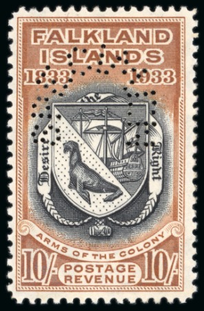 1933 Centenary 10/- black and chestnut, Perforated