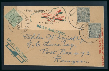 1928 cover to Rangoon bearing salmon-coloured label