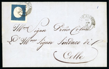 1855 (March-April) Two entire letters bearing single corner examples of 1854 20c 