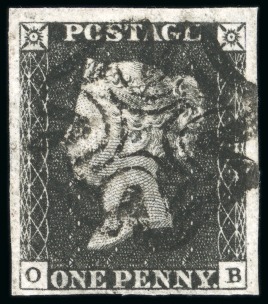 Stamp of Great Britain » 1840 1d Black and 1d Red plates 1a to 11 1840 1d. black, OB, Pl. 4, very large margins all round,