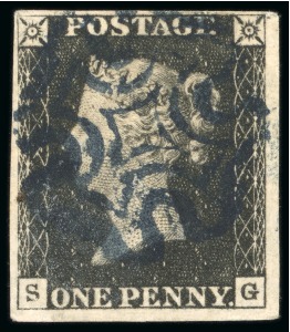 Stamp of Great Britain » 1840 1d Black and 1d Red plates 1a to 11 1840 1d. black, SG, Pl. 1b, good to large margins,