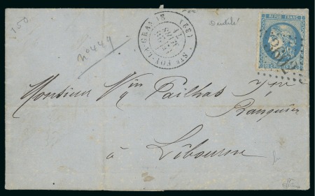 Stamp of France » Emission de Bordeaux 1871, Lettre pour Libourne affranchissement Émission