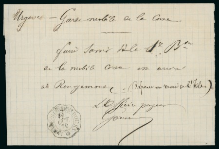 Stamp of France » Guerre de 1870-1871 1870, Document officiel de "Garde mobile de la Corse"