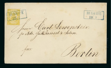 Stamp of German States » Oldenburg 1861 3gr yellow on cover from Burhave to Berlin