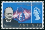 1966 Churchill 1d mint n.h. with gold shifted causing the "1d" to be transposed to the other side
