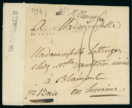 Stamp of German States » Baden 1794 Folded cover from Pforzheim to Lorraine with very rare "C.S" censorship