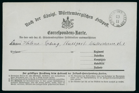 Stamp of German States » Wurttemberg 1870 Feldpost card usage in France during the Prussian-French War