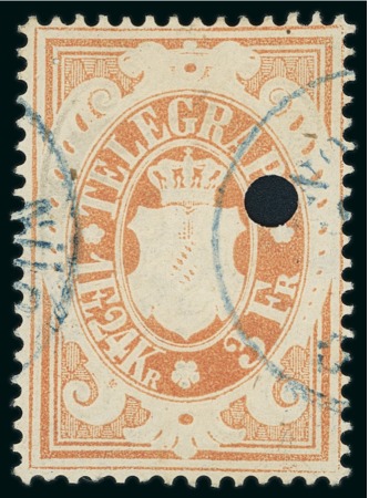 Stamp of German States » Bavaria Telegraph Stamps. 1870 4fl40kr/10fr orange used