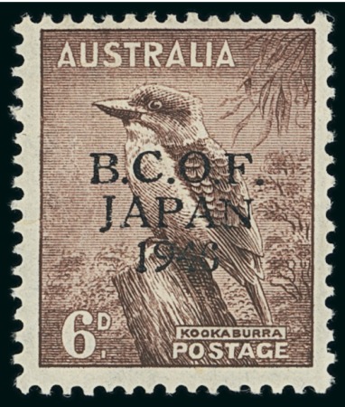 Stamp of Australia » Australian Troops in Japan 1946 6d reddish brown mint h.r. showing variety narrow "N" of "JAPAN"