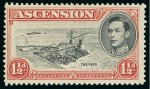 Stamp of Ascension » King George VI 1938-53 1 1/2d black & vermilion, perf. 13 1/2, mint o.g. showing "David flaw" variety