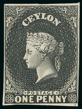 1857-59 1d Imperforate plate proof in black on wove paper