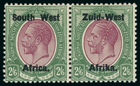 Stamp of South West Africa 1923 2s6d mint n.h. se-tenant pair with type 1a overprint in shiny ink