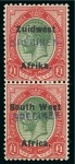 1923-26 Type VIa 1s, 10s and £1 in mint vertical pair with "SPECIMEN" hs