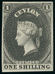 1857-59 4d, 6d, 10s, 1s and 2s plate proofs in black on wove paper